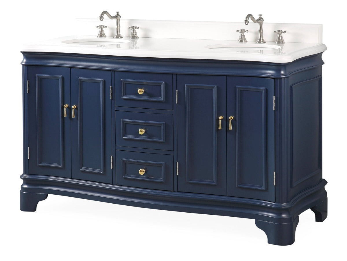 60" Benton Collection Sesto Navy Blue Bathroom Vanity