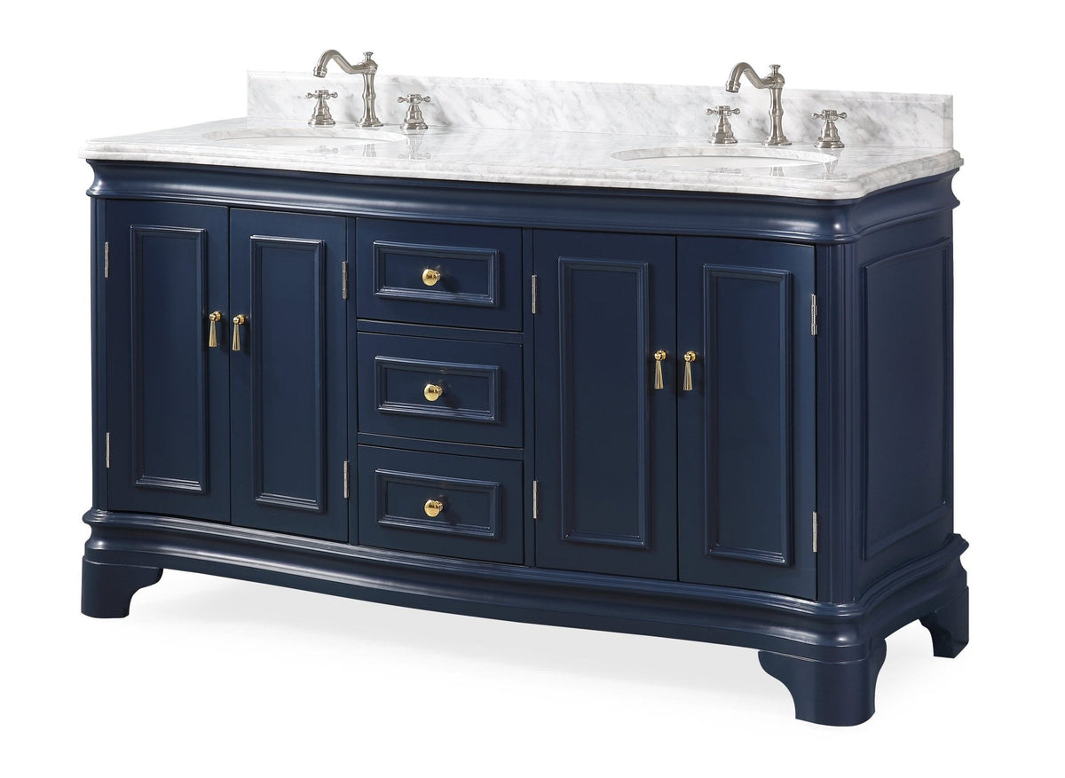 60" Benton Collection Sesto Navy Blue Bathroom Vanity