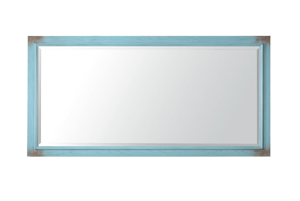 60 inch Abbeville Distressed Blue Single Sink Bathroom Vanity With Marble Top
