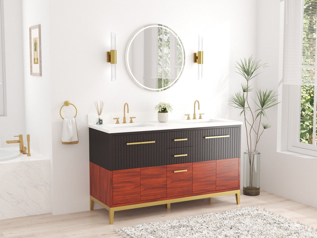 60 Inch Beatrice Mid - Century Trendy Modern Double Sink Bathroom Vanity
