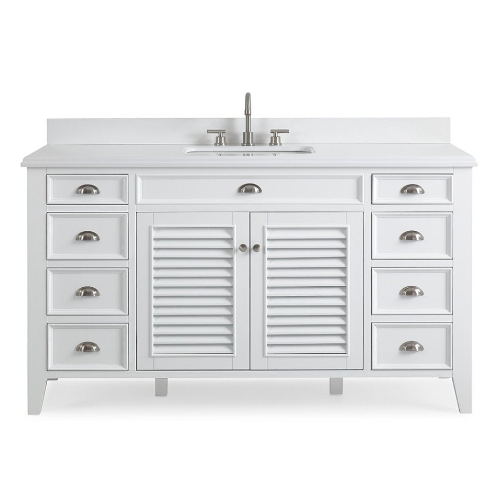 60 Inch Contemporary Style Single Sink White Kalani Bathroom Vanity