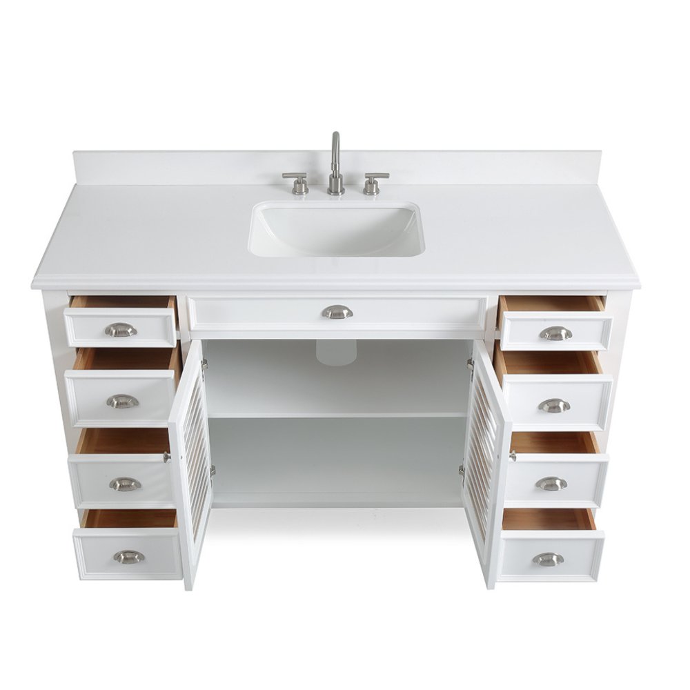 60 Inch Contemporary Style Single Sink White Kalani Bathroom Vanity