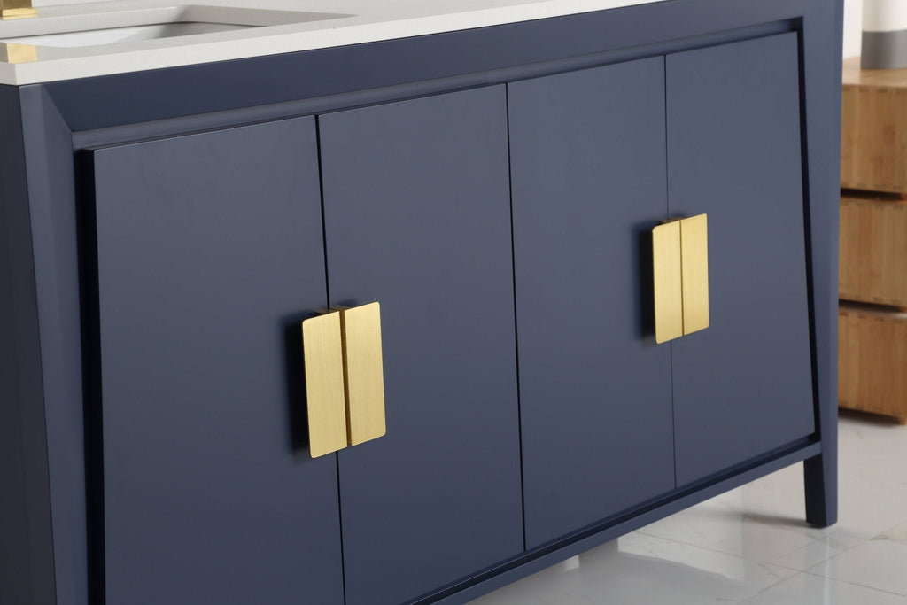 60" Larvotto Navy Blue Contemporary Double Sink Bathroom Vanity
