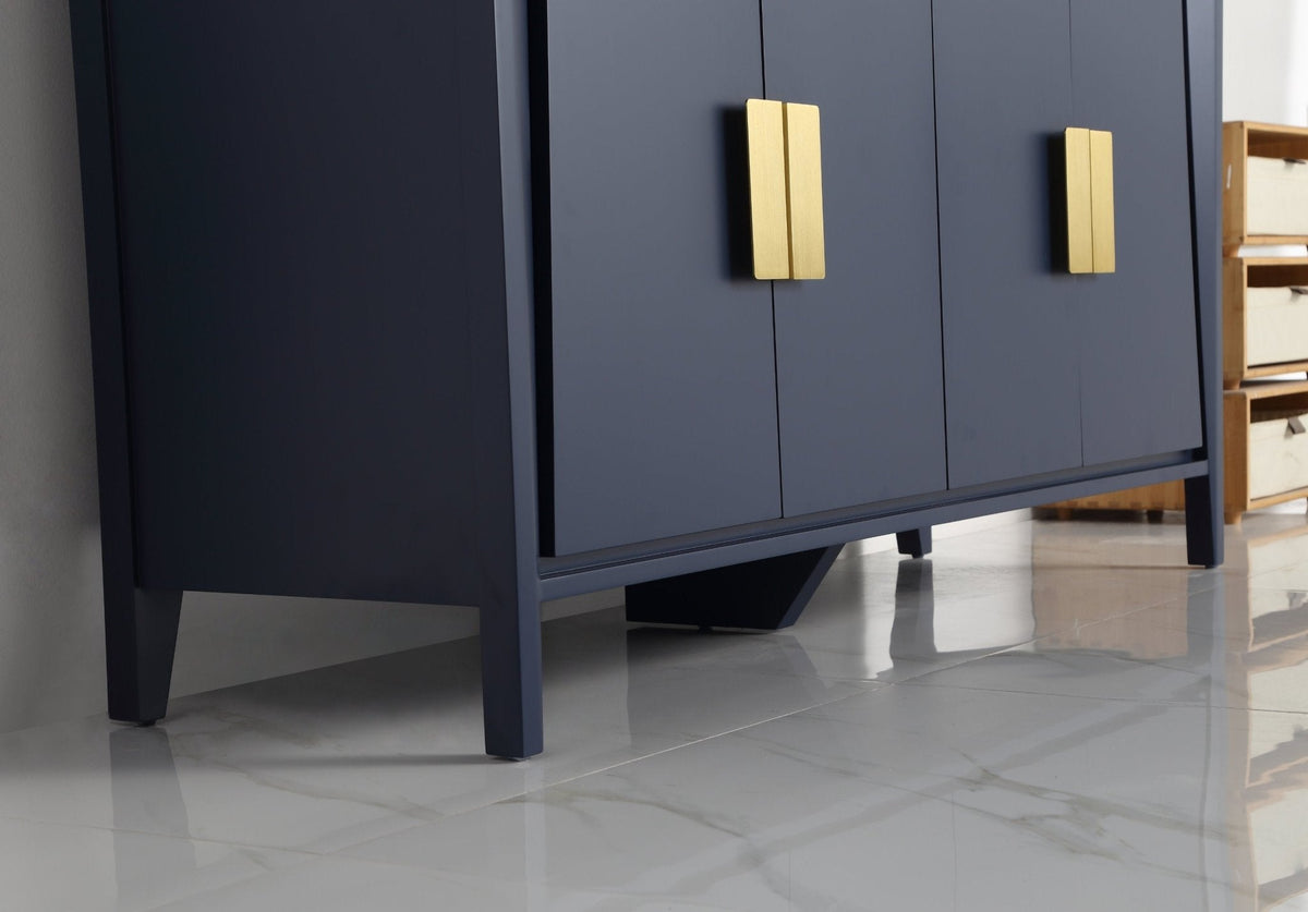 60" Larvotto Navy Blue Contemporary Double Sink Bathroom Vanity
