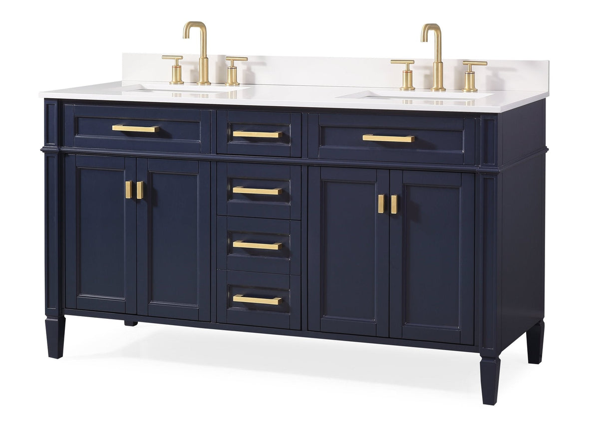 60" Tennant Brand Durand Modern Navy Blue Double Sink Bathroom Vanity