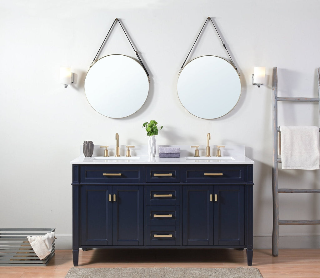 60" Tennant Brand Durand Modern Navy Blue Double Sink Bathroom Vanity