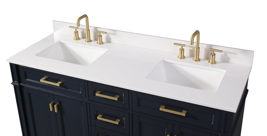 60" Tennant Brand Durand Modern Navy Blue Double Sink Bathroom Vanity