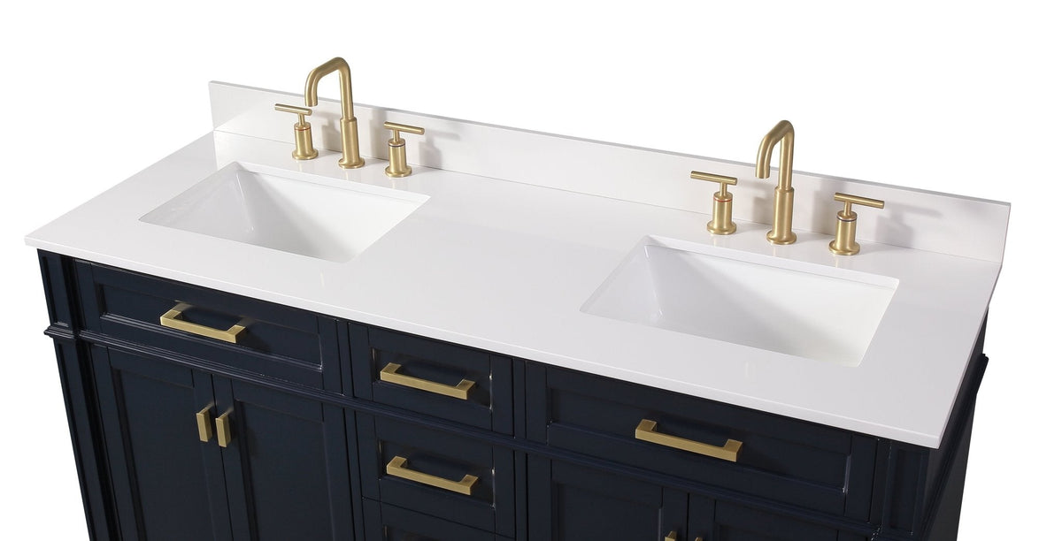60" Tennant Brand Durand Modern Navy Blue Double Sink Bathroom Vanity