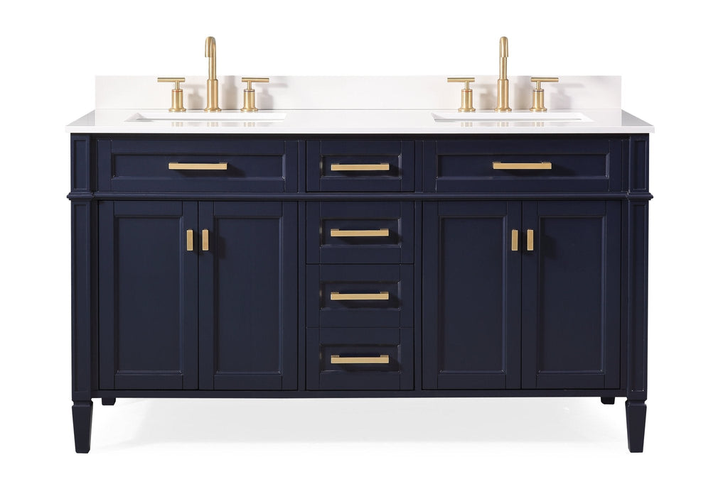 60" Tennant Brand Durand Modern Navy Blue Double Sink Bathroom Vanity