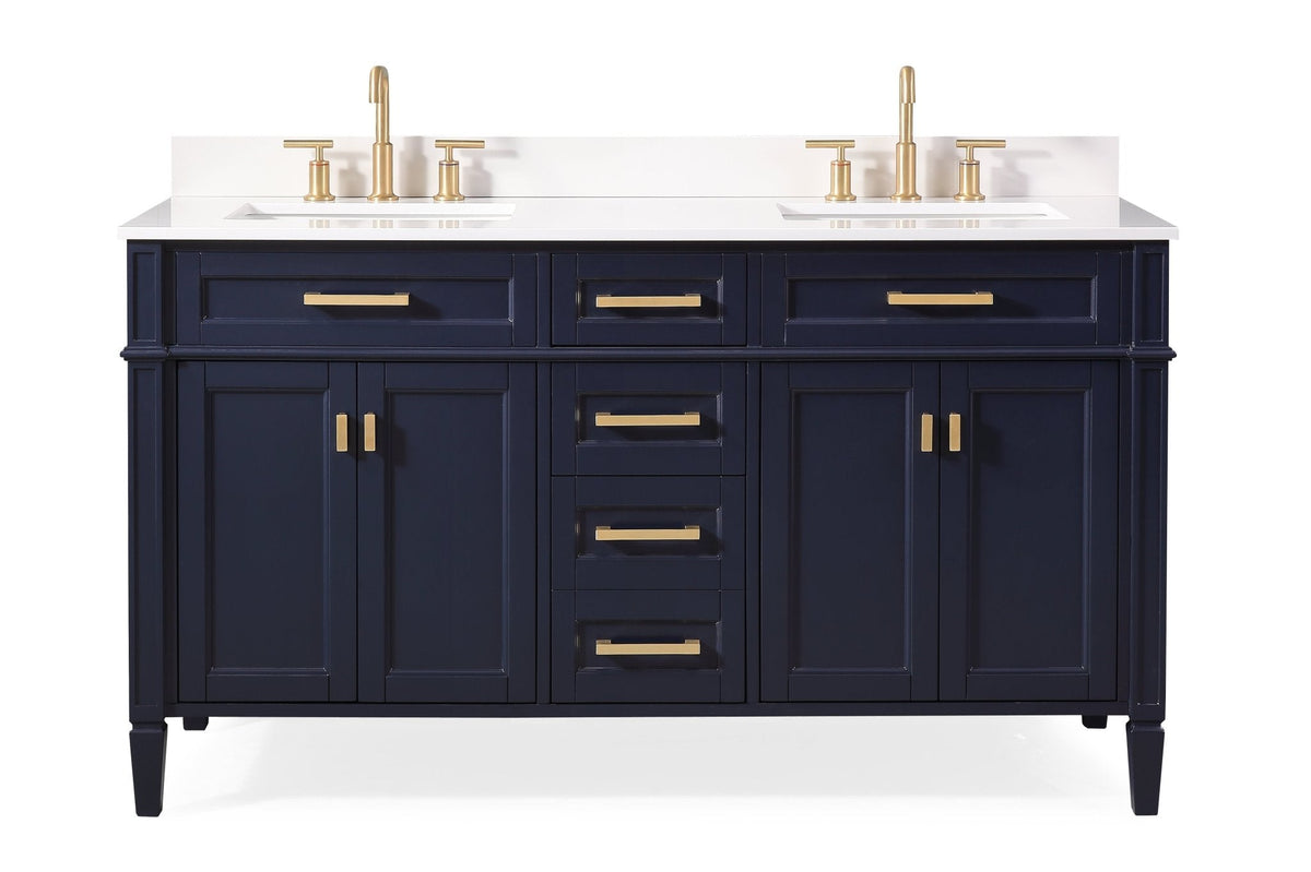 60" Tennant Brand Durand Modern Navy Blue Double Sink Bathroom Vanity