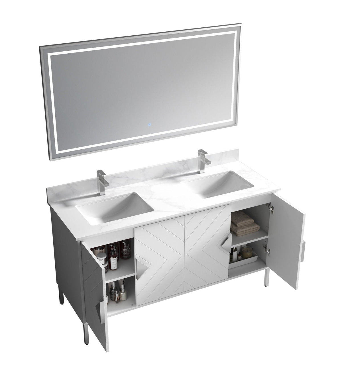 60" Tennant Brand Eileen Modern Style Double Sink Bathroom Vanity