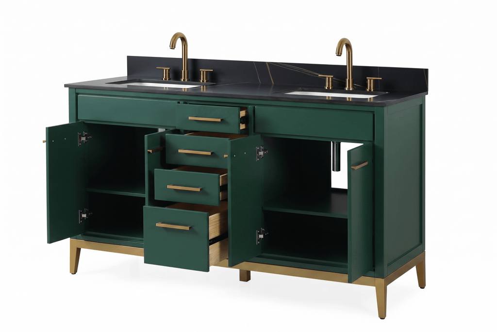 60" Tennant Brand Modern Style Hunter Green Beatrice Double Sink Bathroom Vanity