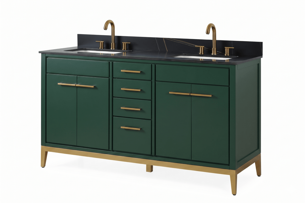 60" Tennant Brand Modern Style Hunter Green Beatrice Double Sink Bathroom Vanity