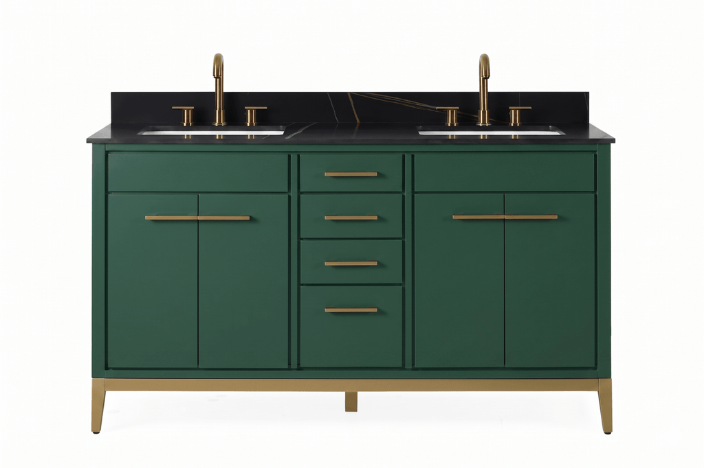 60" Tennant Brand Modern Style Hunter Green Beatrice Double Sink Bathroom Vanity