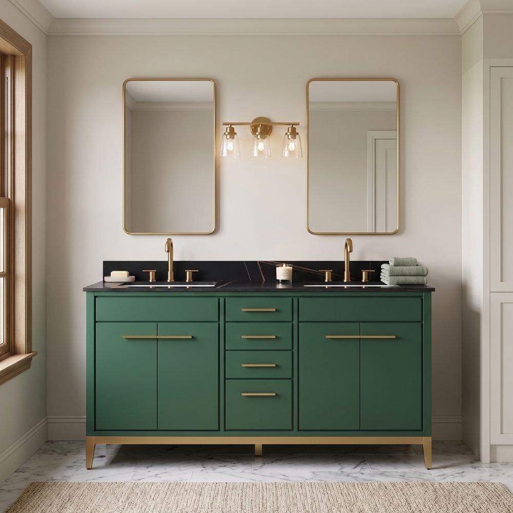 60" Tennant Brand Modern Style Hunter Green Beatrice Double Sink Bathroom Vanity
