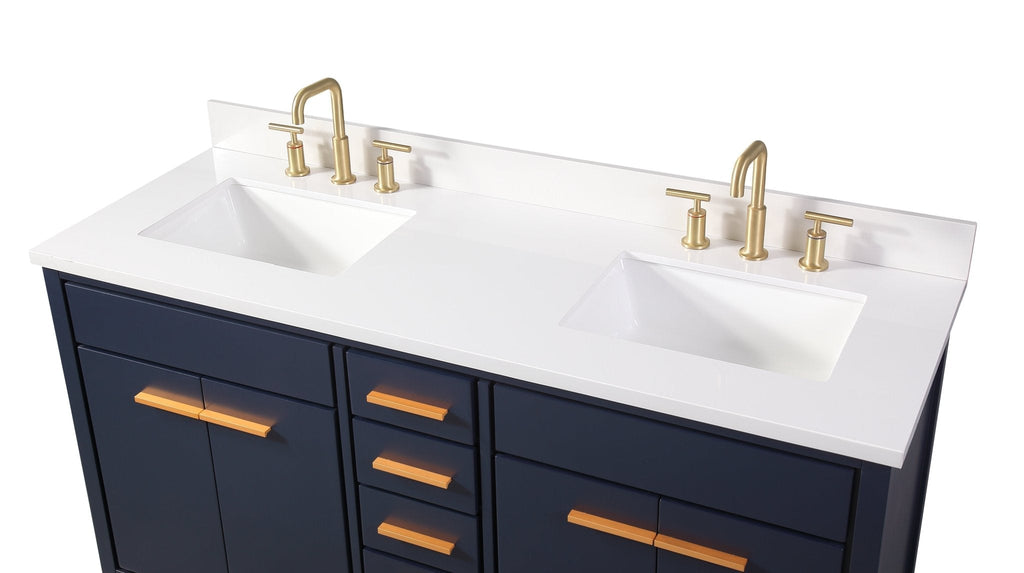 60" Tennant Brand Modern Style Navy Blue Beatrice Double Sink Bathroom Vanity
