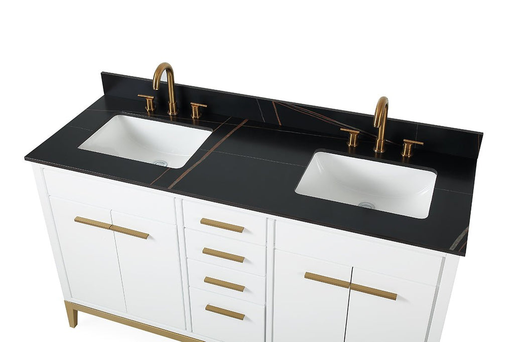 60" Tennant Brand Modern Style White Beatrice Double Sink Bathroom Vanity