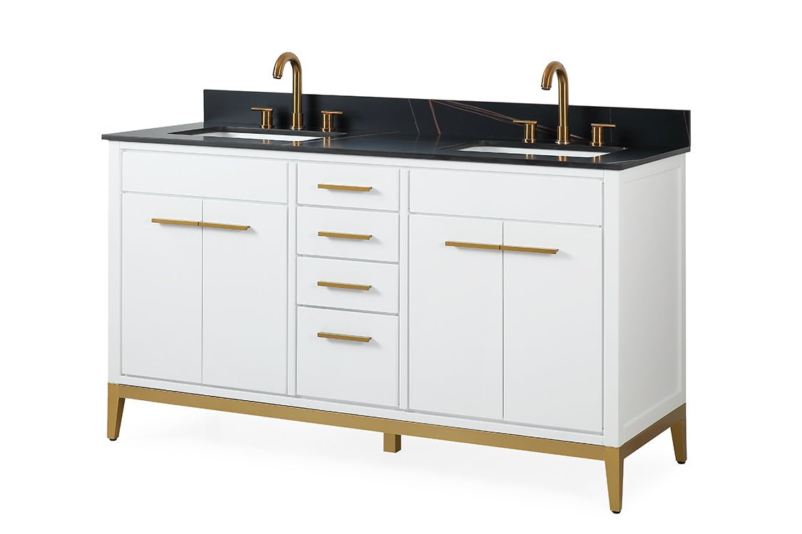 60" Tennant Brand Modern Style White Beatrice Double Sink Bathroom Vanity
