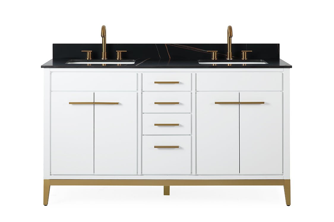 60" Tennant Brand Modern Style White Beatrice Double Sink Bathroom Vanity