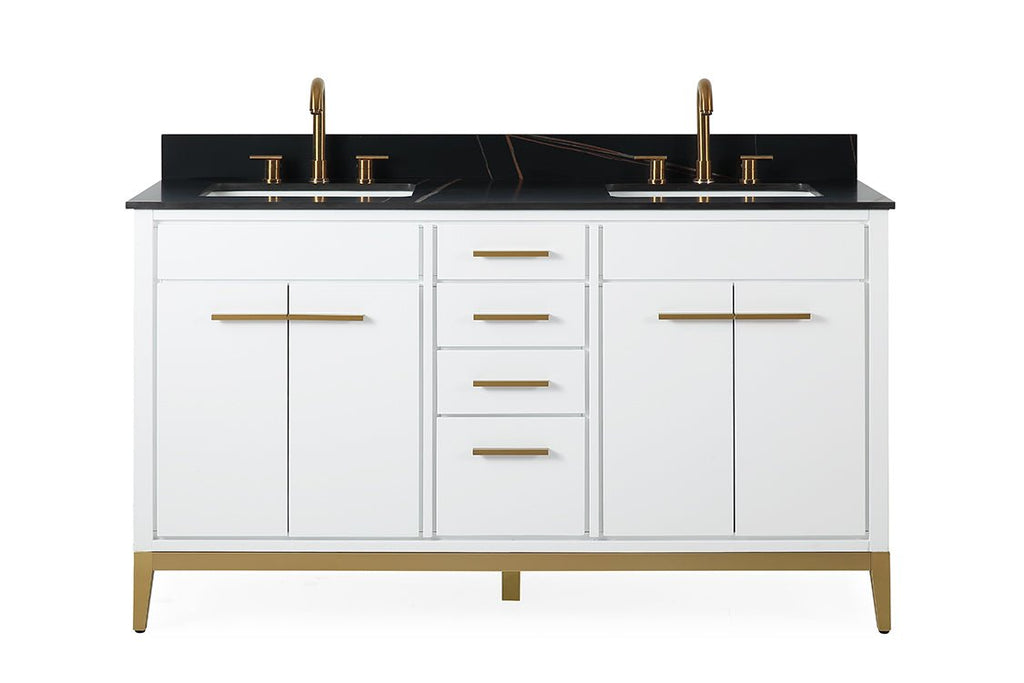 60" Tennant Brand Modern Style White Beatrice Double Sink Bathroom Vanity