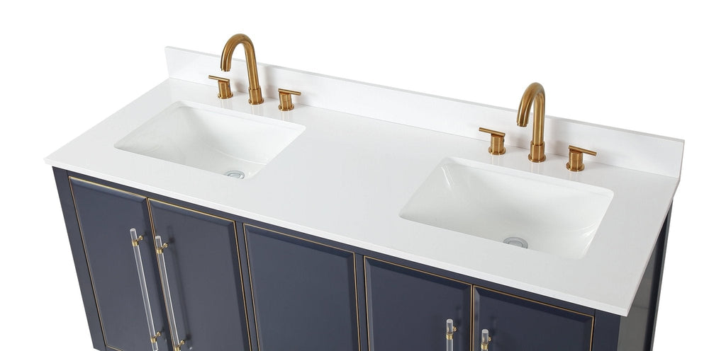 60" Tennant Brand Navy Blue Bertone Double Bathroom Sink Vanity