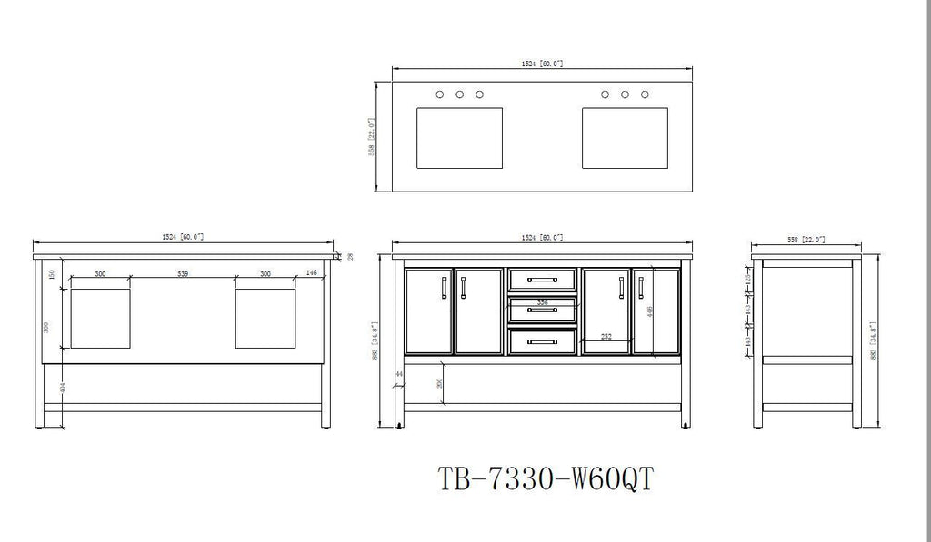 60" Tennant Brand Navy Blue Double Sink Bathroom Vanity - Felton