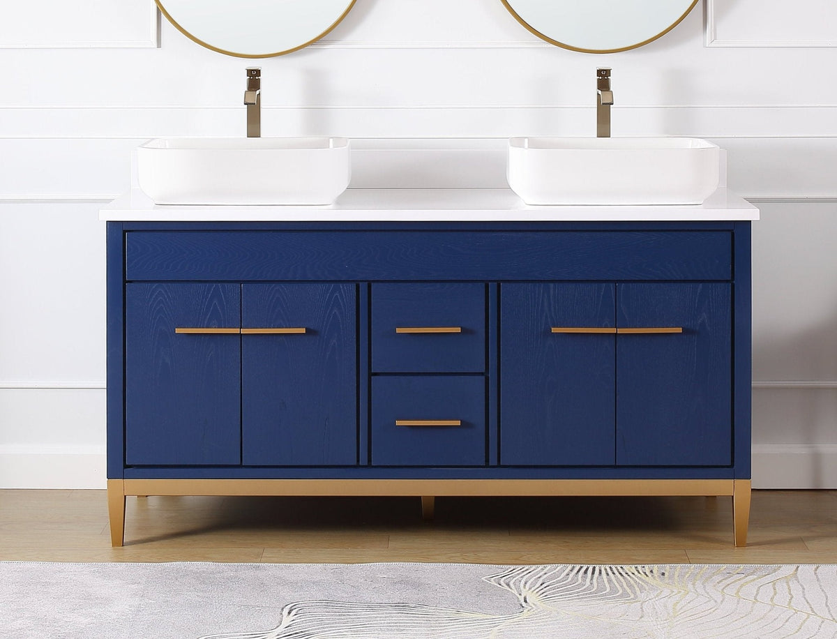 60" Tennant Brand Vessel sink Beatrice Double Sink Bathroom Vanity