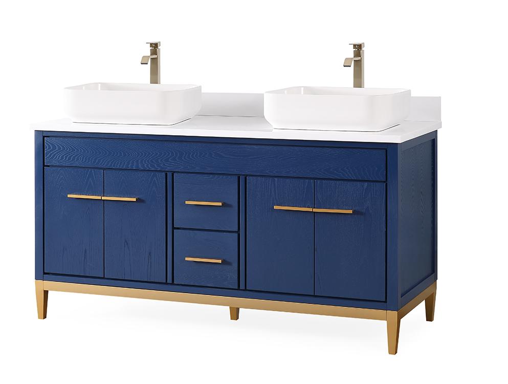 60" Tennant Brand Vessel sink Beatrice Double Sink Bathroom Vanity