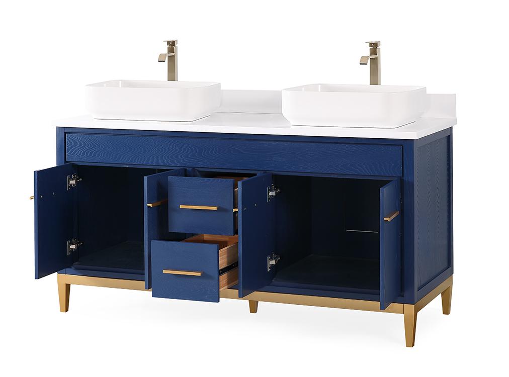 60" Tennant Brand Vessel sink Beatrice Double Sink Bathroom Vanity