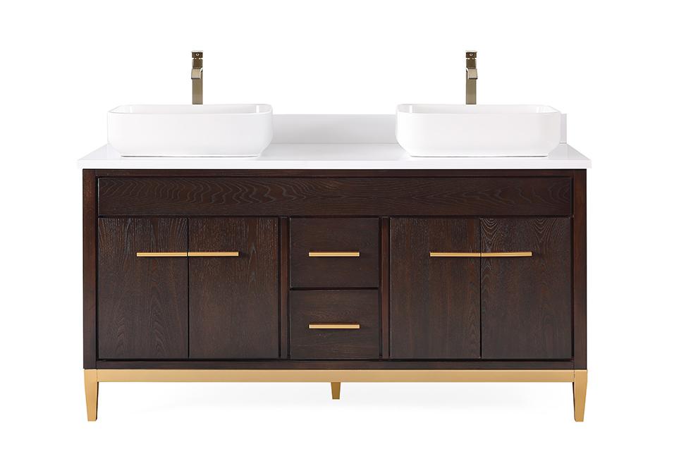 60" Tennant Brand Vessel sink Beatrice Double Sink Bathroom Vanity