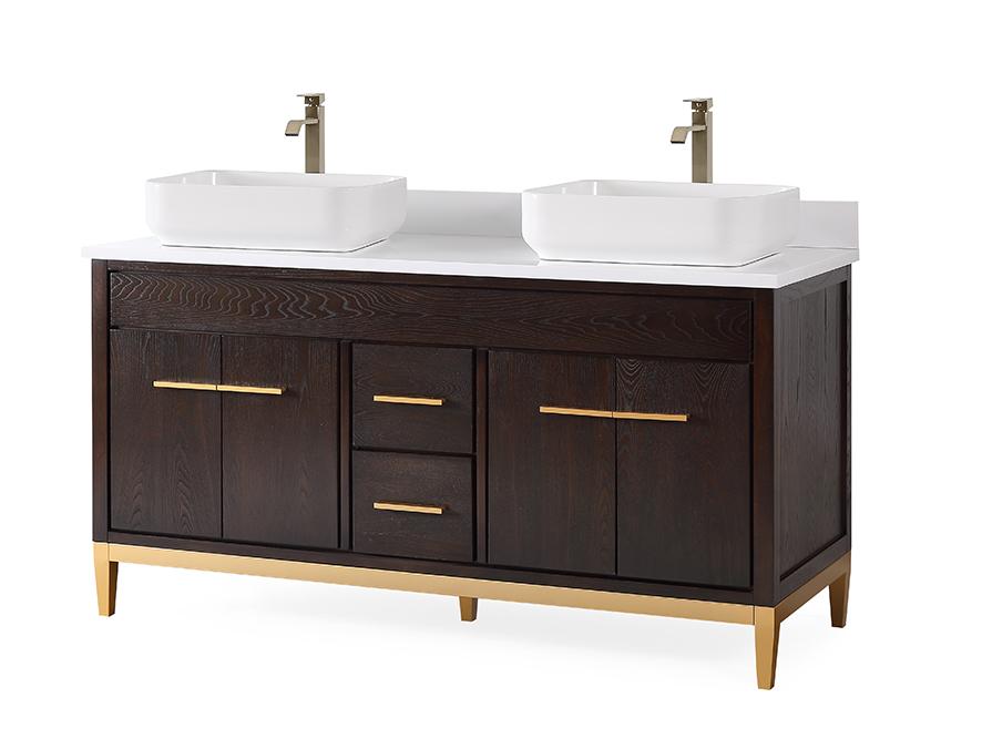 60" Tennant Brand Vessel sink Beatrice Double Sink Bathroom Vanity