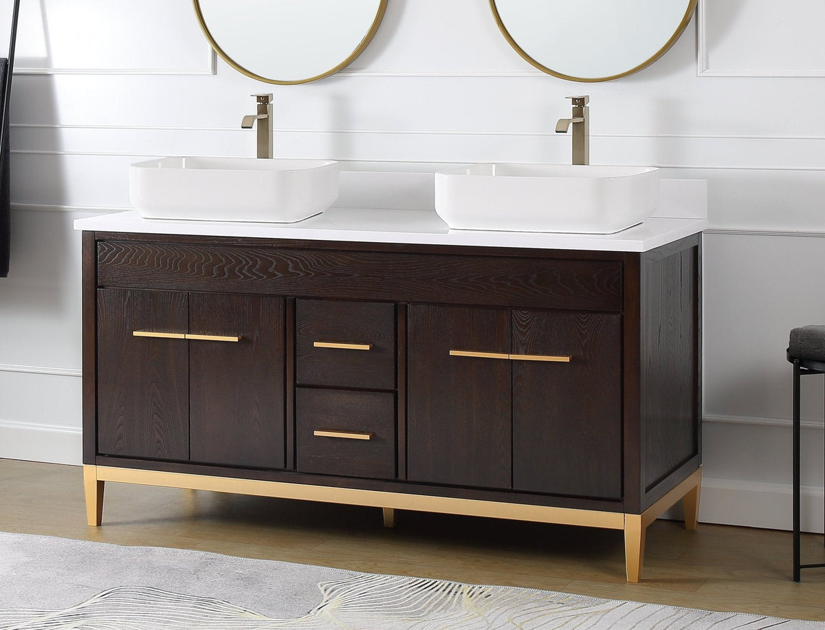 60" Tennant Brand Vessel sink Beatrice Double Sink Bathroom Vanity