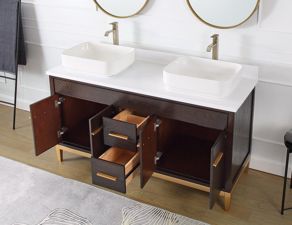 60" Tennant Brand Vessel sink Beatrice Double Sink Bathroom Vanity