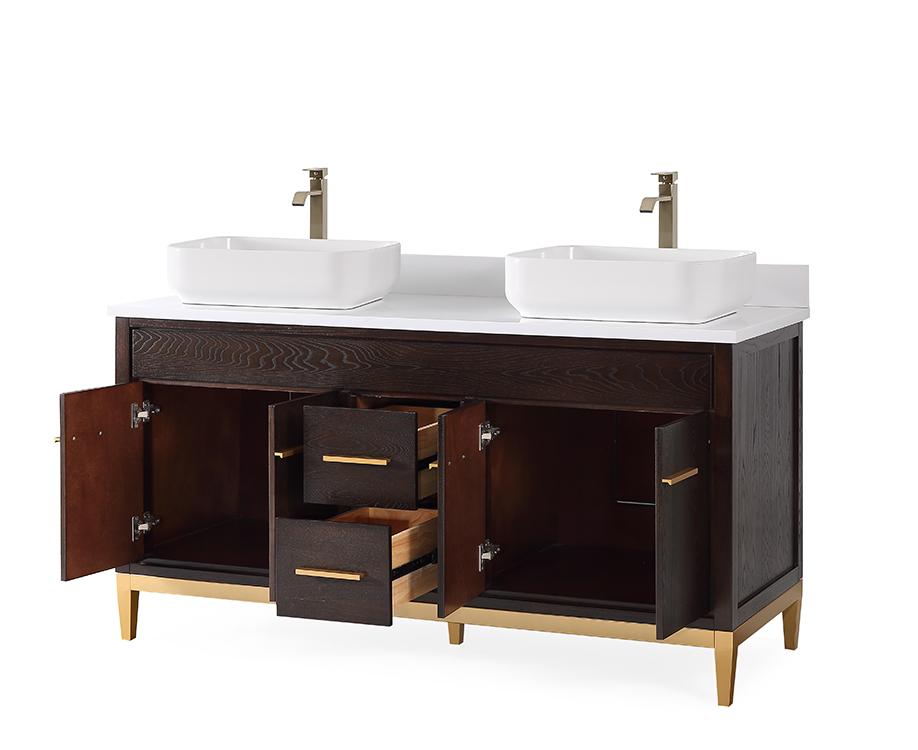 60" Tennant Brand Vessel sink Beatrice Double Sink Bathroom Vanity
