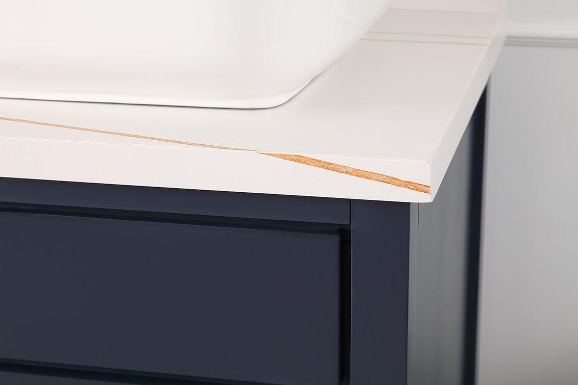 60" Tennant Brand Vessel sink Navy Blue Beatrice Double Sink Vanity