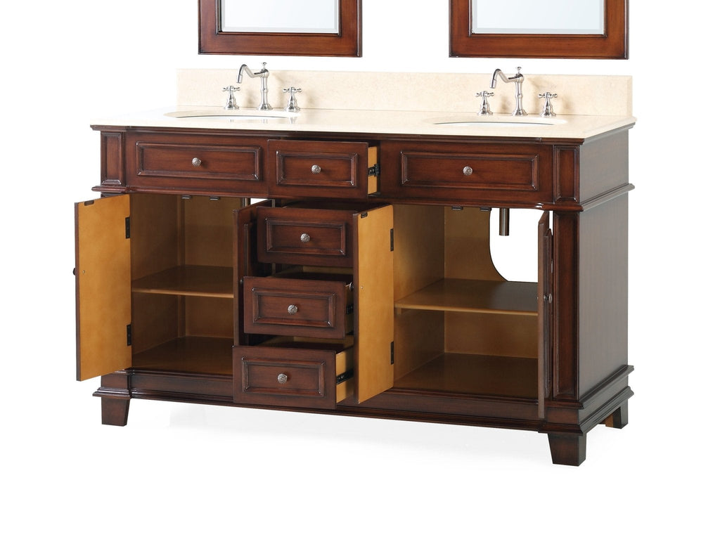 60" Timeless Classic Sanford Double Sink Bathroom Vanity
