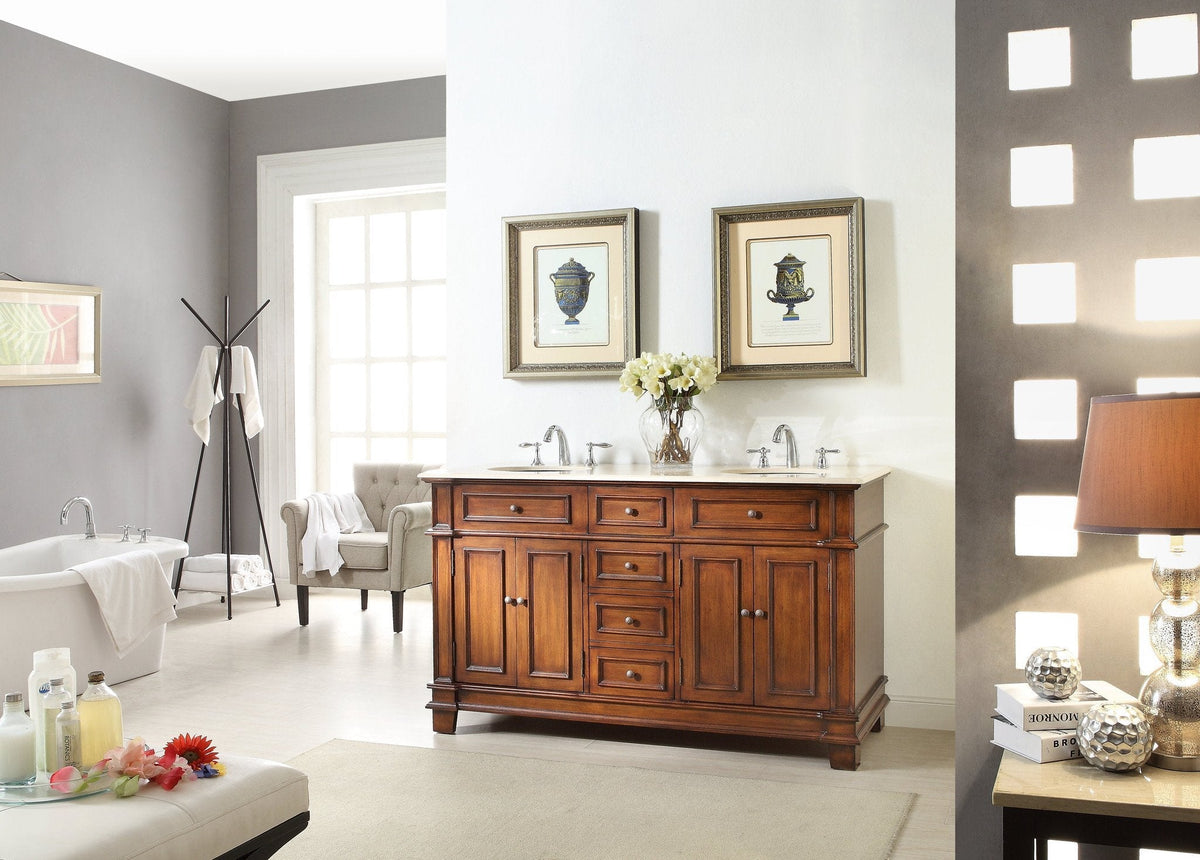 60" Timeless Classic Sanford Double Sink Bathroom Vanity
