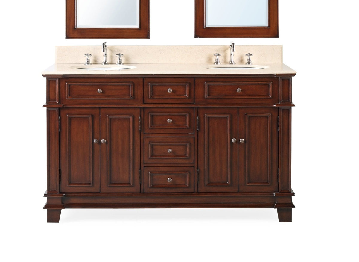 60" Timeless Classic Sanford Double Sink Bathroom Vanity