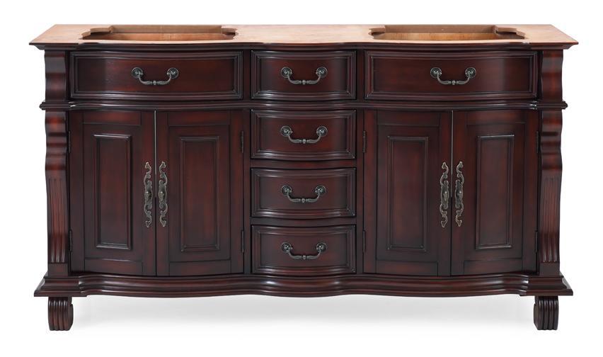 64" Traditional Style Cherry Wood Hopkinton Double Sink Bathroom Vanity