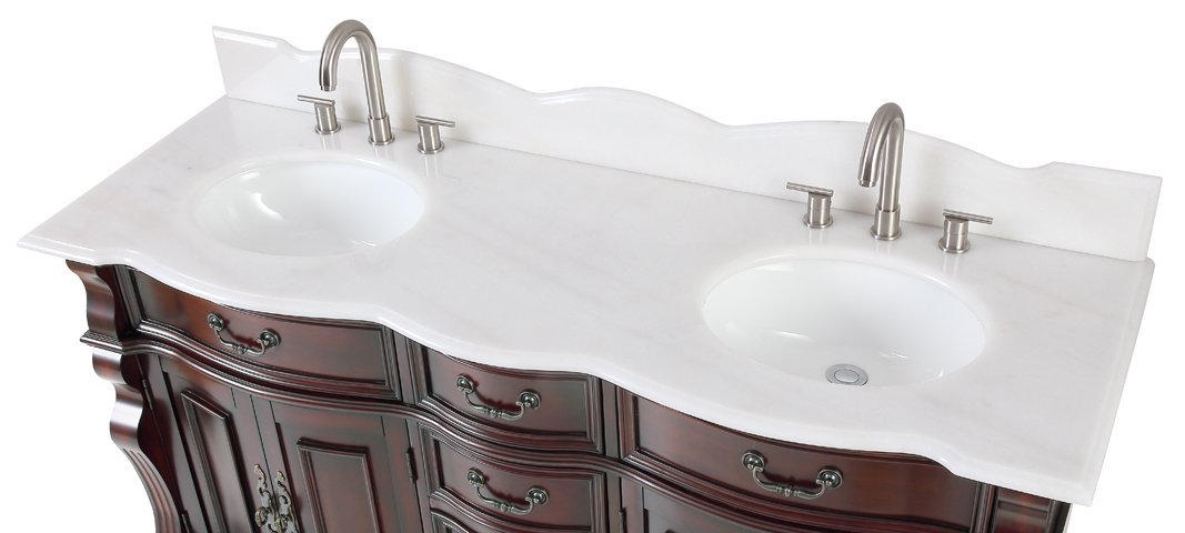 64" Traditional Style Cherry Wood Hopkinton Double Sink Bathroom Vanity