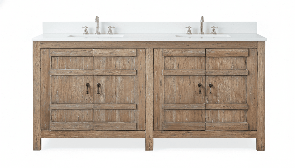 72 Inch Natural Wood Artisan Style Double Sink Lindor Bathroom Vanity