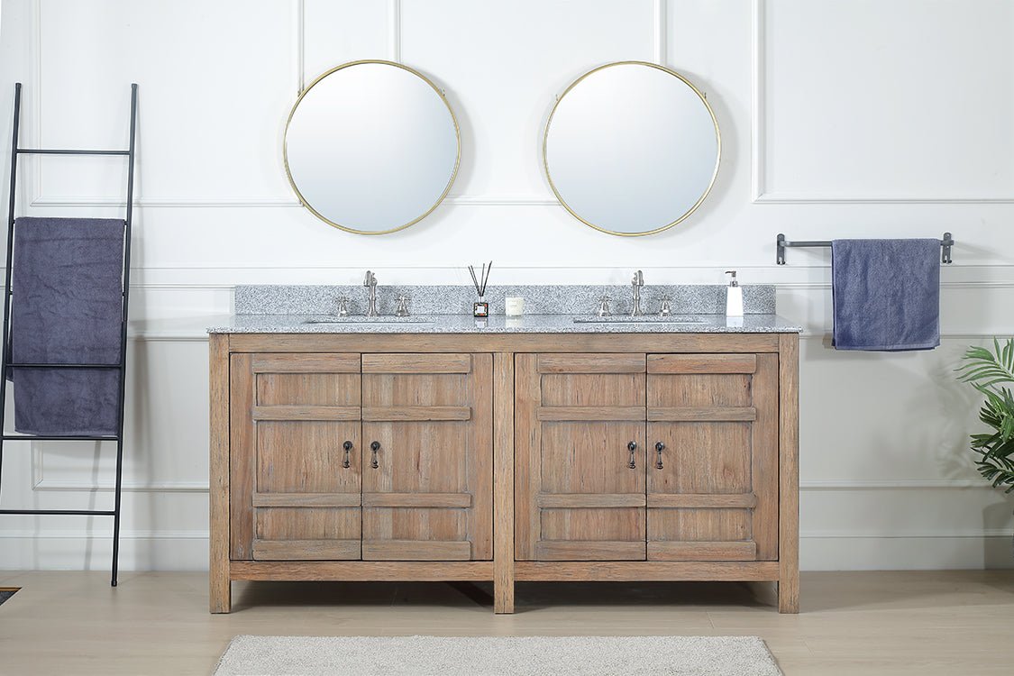 72 Inch Natural Wood Artisan Style Double Sink Lindor Bathroom Vanity