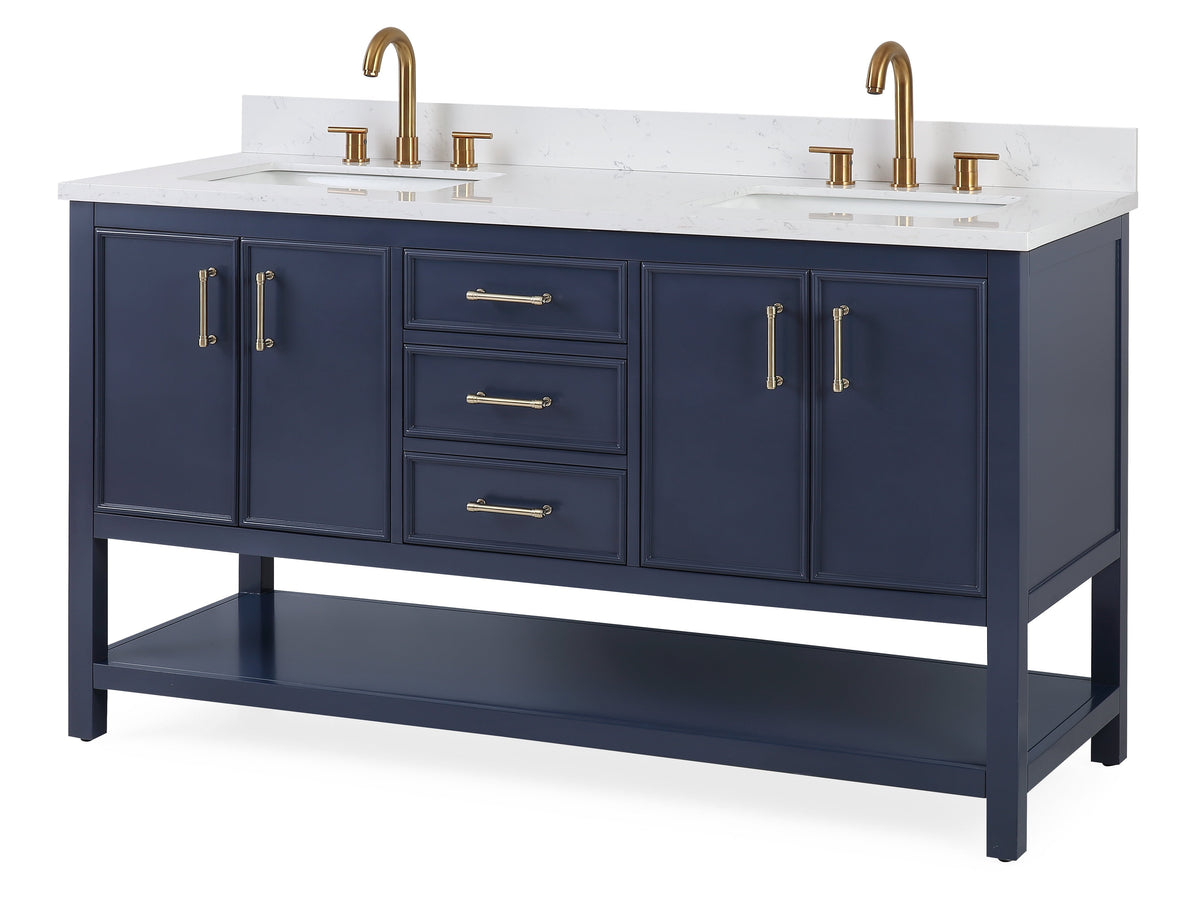 60" Tennant Brand Navy Blue Double Sink Bathroom Vanity - Felton