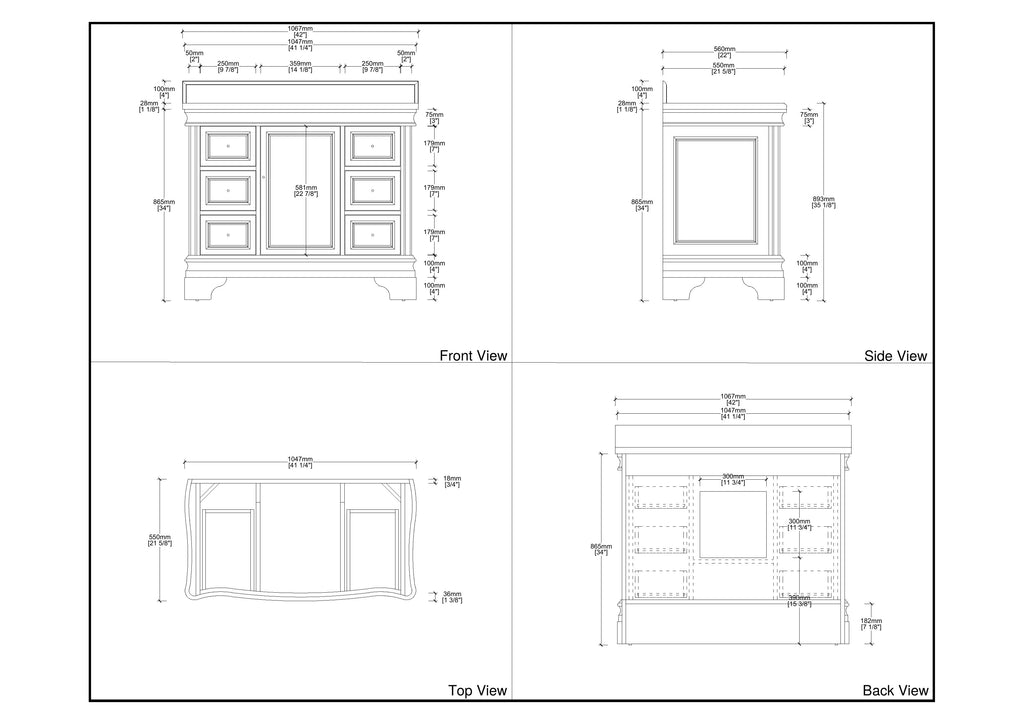 42 Inch Traditional Light Beige Oak Wood Sesto Bathroom Vanity, Single Sink, White Quartz Top, Fully Assembled