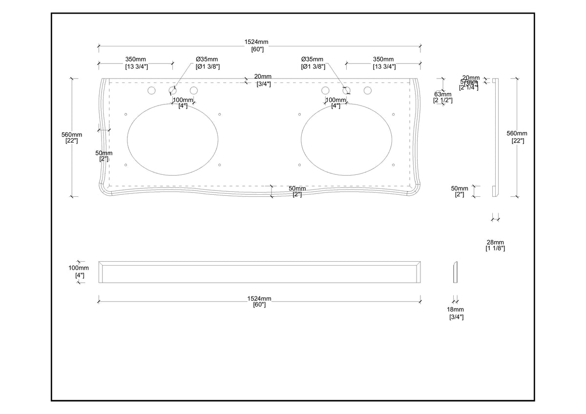 60 Inch Traditional Light Beige Oak Wood Sesto Bathroom Vanity, Double Sink, White Quartz Top, Fully Assembled
