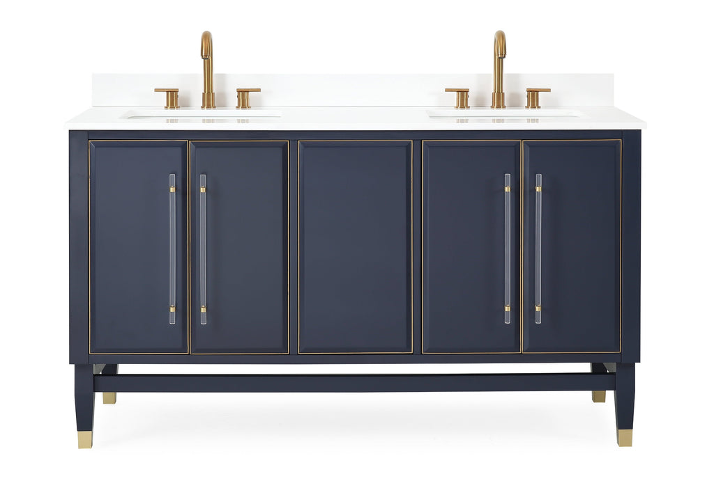60" Tennant Brand Navy Blue Bertone Double Bathroom Sink Vanity