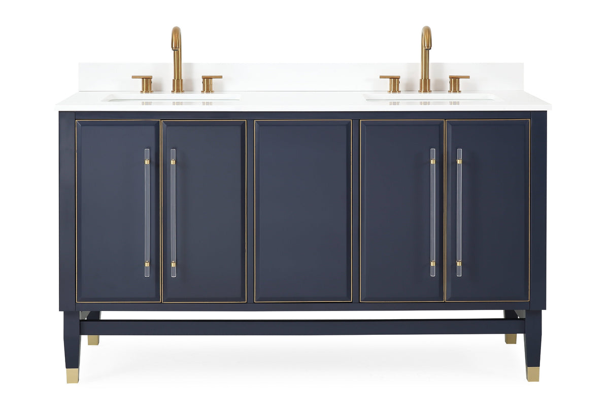 60" Tennant Brand Navy Blue Bertone Double Bathroom Sink Vanity