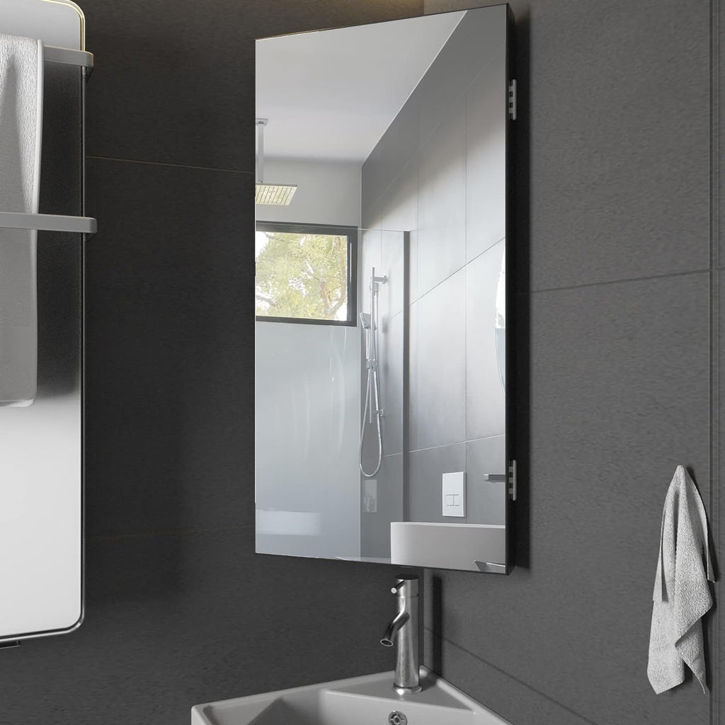 Corner Medicine Cabinet with Mirrored Door and Triple-Shelf Storage - Chans Furniture