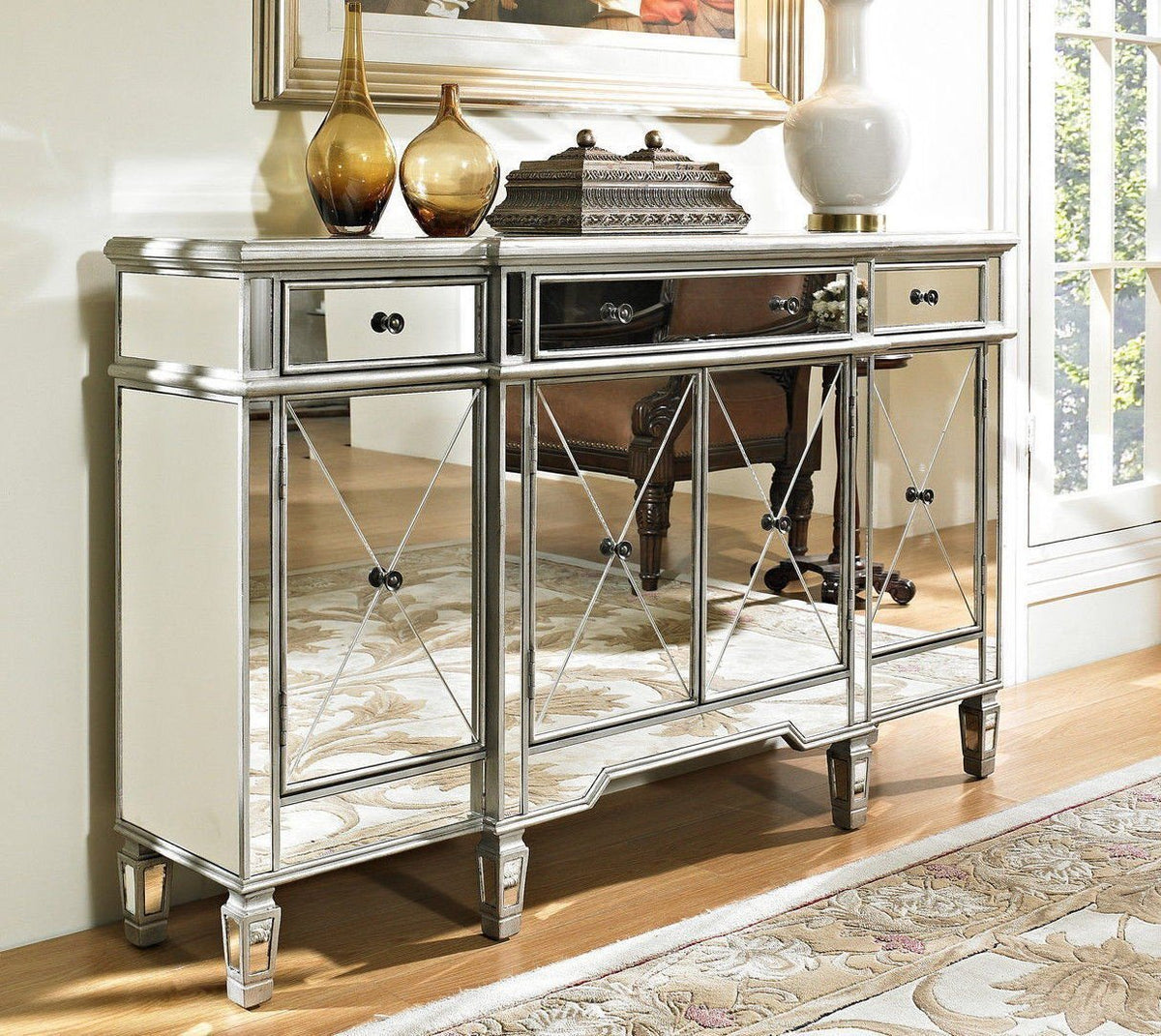 Mirrored Relection Andrea Hall Console (Silver)