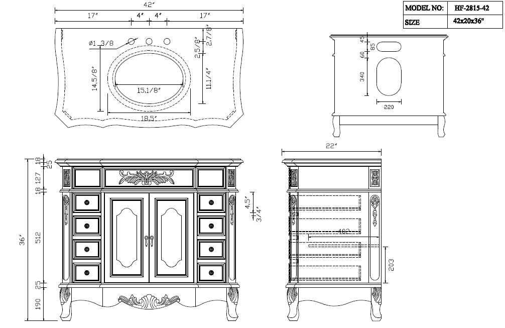 Morton 42" Antique Style Light Brown Single Sink Bathroom Vanity | White Quartz Top